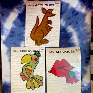 New old stock Talon Appliqués Set - Kangaroo, Parrot, Lips